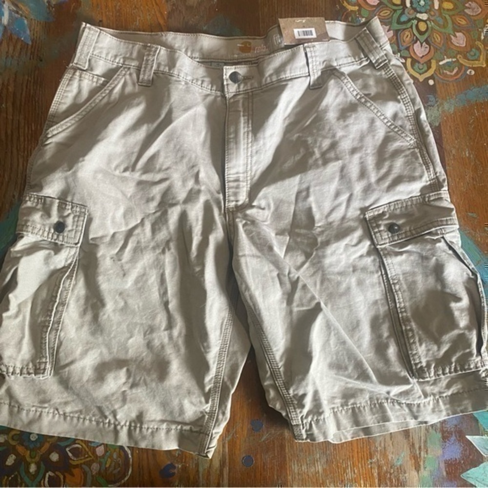 NWT Carhartt Tan Rugged Cargo Shorts Relaxed Fit Size 38x11